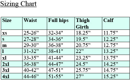 4xl Pants Size Chart